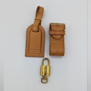 Louis Vuitton Luggage Tag w/ Strap and Padlock & Key